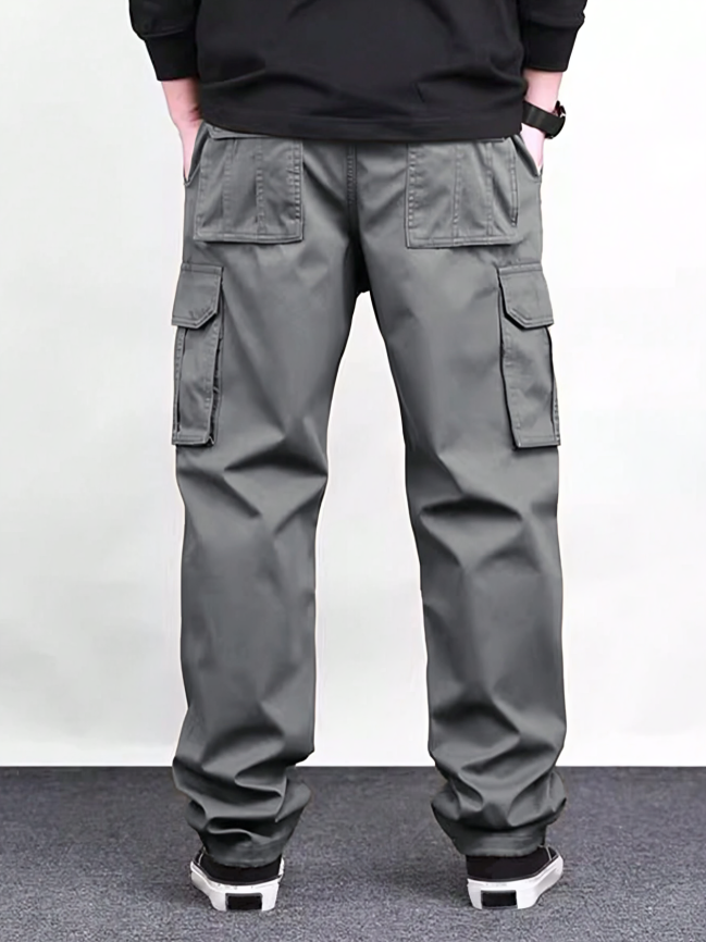 Solid Cargo Wide-Leg Pants