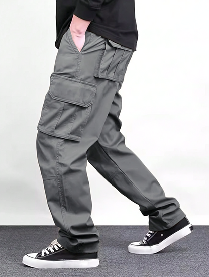 Solid Cargo Wide-Leg Pants