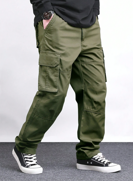 Solid Cargo Wide-Leg Pants