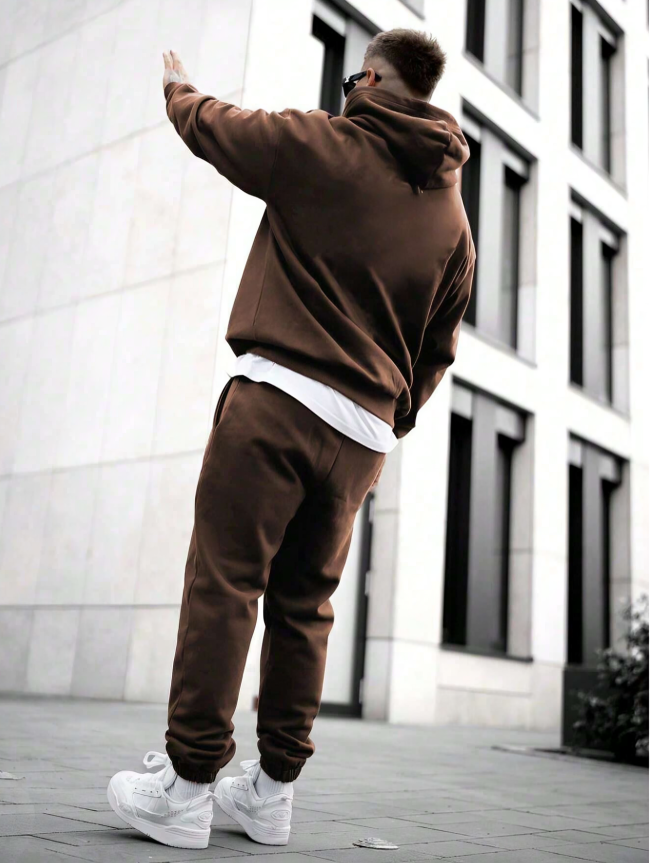 Men's Solid Sweatshirt & Sweatpants Set