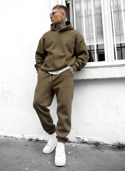 Men's Solid Sweatshirt & Sweatpants Set