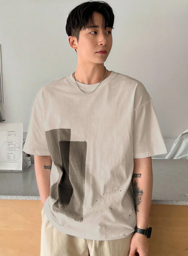 Men’s Cotton Colorblock Drop Shoulder Tee