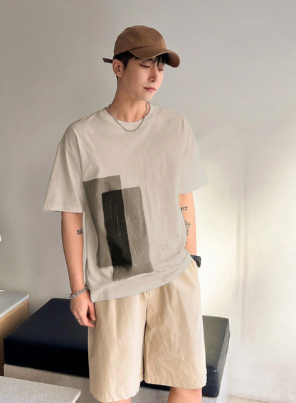 Men’s Cotton Colorblock Drop Shoulder Tee