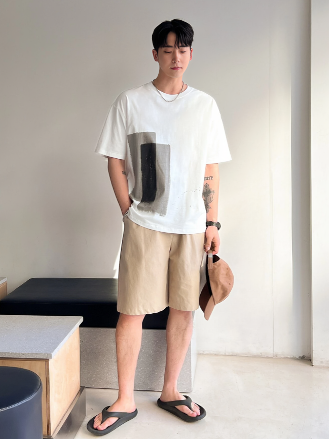 Men’s Cotton Colorblock Drop Shoulder Tee