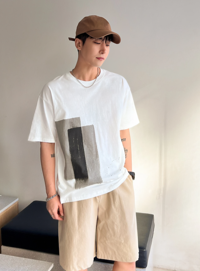 Men’s Cotton Colorblock Drop Shoulder Tee