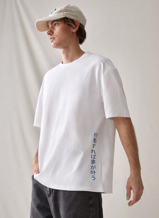 Men's Loose Fit Japanese Architecture Print Tee